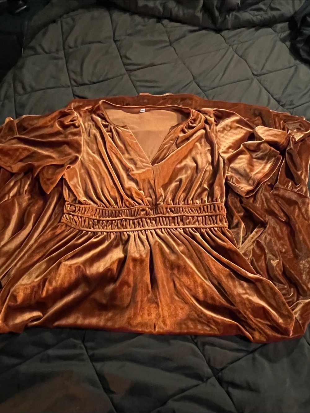 Amazon Velvet Tiered Maxi Dress in Rust Orange - Picture 5 of 5